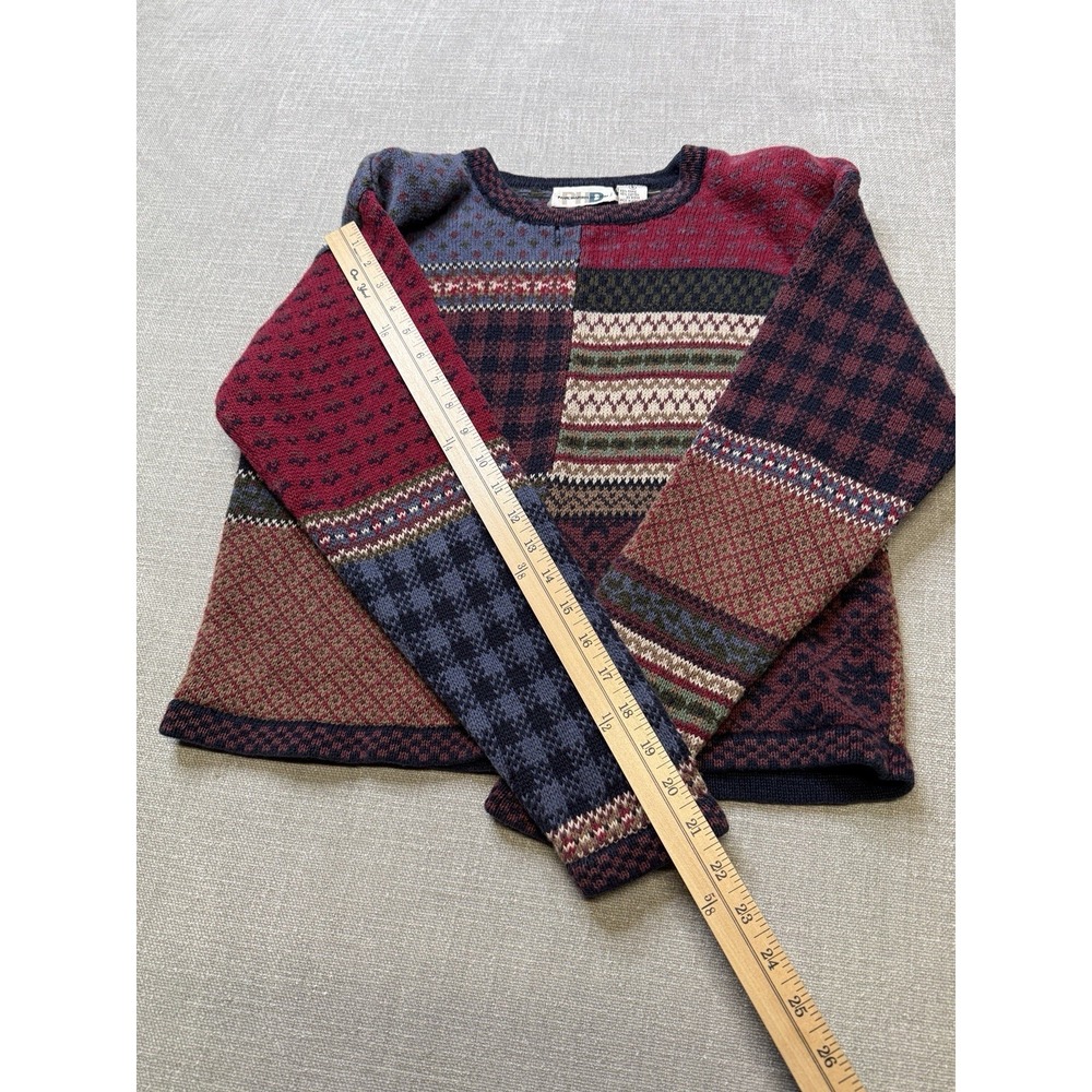 Vintage Paul Harris Design Patchwork Knit Sweater Women's Small Retro Y2K - Picture 3 of 6